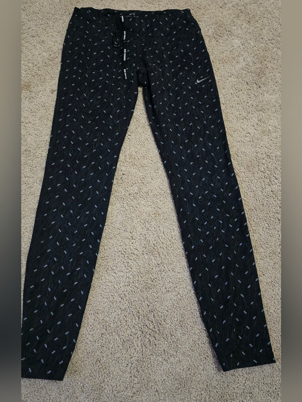 Nike Black Leggings with Small White Dash Print